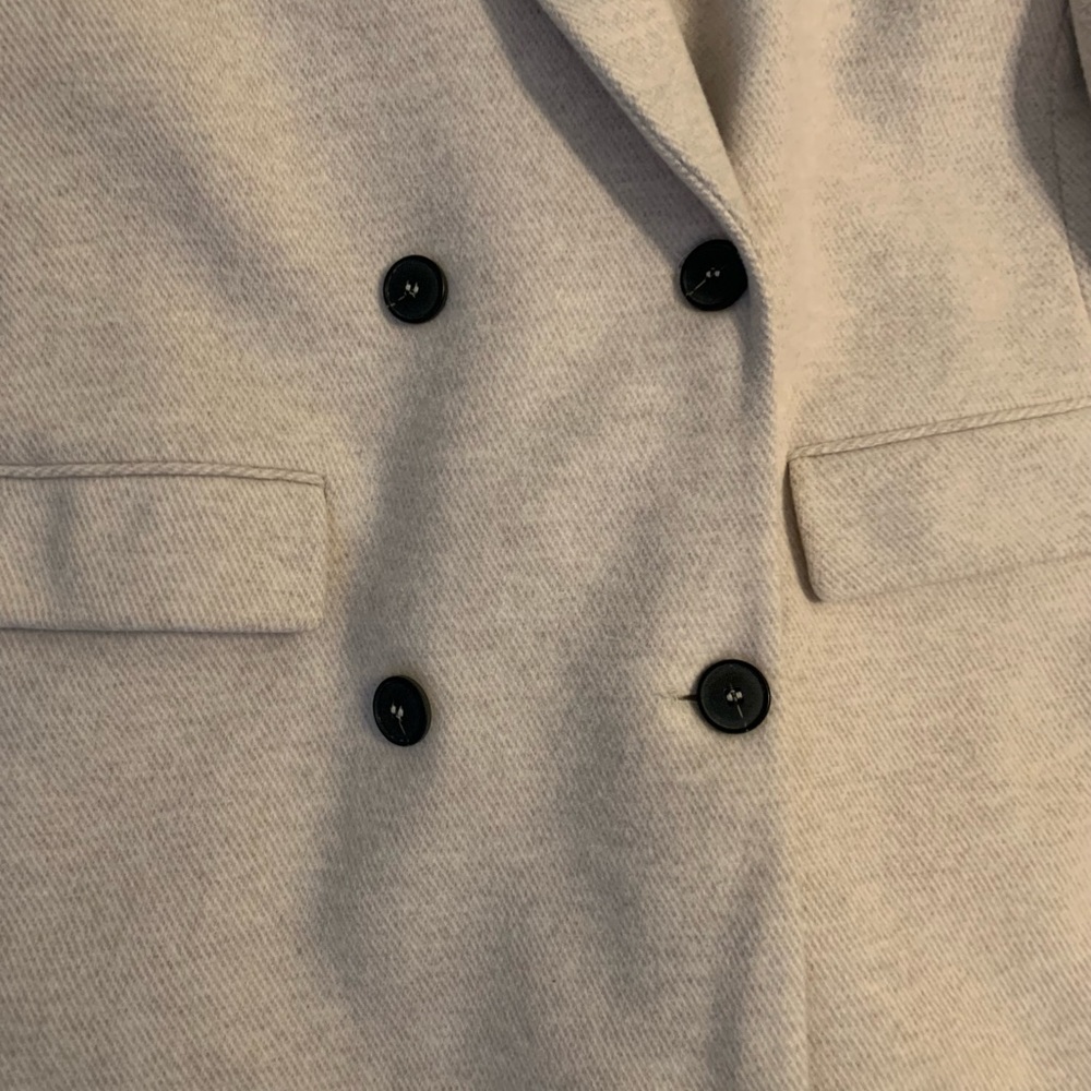 Zara Double-Breasted Cream Blazer Coat - Picture 4 of 10